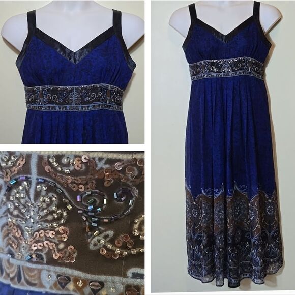 Signature by Robbie Bee Dresses & Skirts - Signature by Robbie Bee Silk Maxi Dress Beaded Sequin Fairy Whimsical Size 12